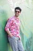 Palm Pink Cotton Men Shirt